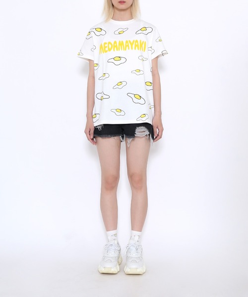 PUNYUS（プニュズ）の「目玉焼き総柄Ｔシャツ(MEDAMAYAKI)（Tシャツ/カットソー・レディース・ホワイト/ブラック・2/1/3/4）」の19枚目の写真