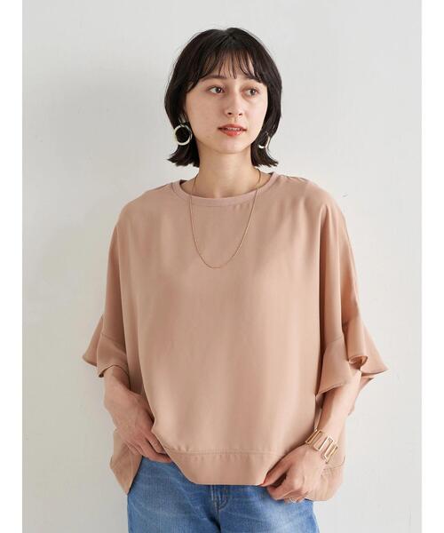 earth music&ecology（アースミュージックアンドエコロジー）の「袖フリルシアープルオーバー ＊（Tシャツ/カットソー・レディース・オフホワイト/サックスブルー/グレイッシュベージュ/ピンクベージュ・FREE）」の8枚目の写真