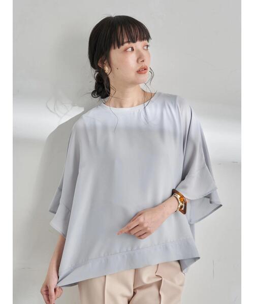 earth music&ecology（アースミュージックアンドエコロジー）の「袖フリルシアープルオーバー ＊（Tシャツ/カットソー・レディース・オフホワイト/サックスブルー/グレイッシュベージュ/ピンクベージュ・FREE）」の9枚目の写真