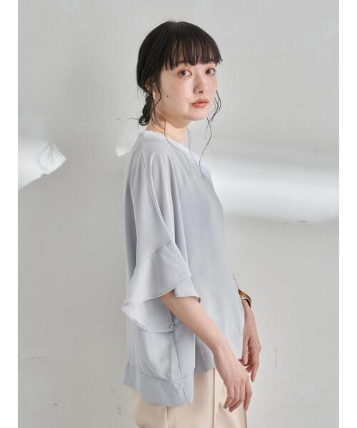 earth music&ecology（アースミュージックアンドエコロジー）の「袖フリルシアープルオーバー ＊（Tシャツ/カットソー・レディース・オフホワイト/サックスブルー/グレイッシュベージュ/ピンクベージュ・FREE）」の11枚目の写真