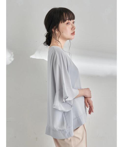 earth music&ecology（アースミュージックアンドエコロジー）の「袖フリルシアープルオーバー ＊（Tシャツ/カットソー・レディース・オフホワイト/サックスブルー/グレイッシュベージュ/ピンクベージュ・FREE）」の12枚目の写真