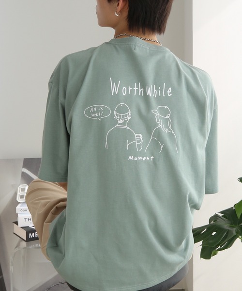 TUTTU（トゥトゥ）の「ニュアンス アート プリント 刺繍 ビッグシルエットTシャツ（Tシャツ/カットソー・メンズ・ブラック/ホワイト/スカイブルー/ベージュ/ブラック系その他2/グレイッシュベージュ/ホワイト系その他2/チャコール/アイボリー/ミント/ホワイト系その他/グレー系その他2・L/M）」の11枚目の写真