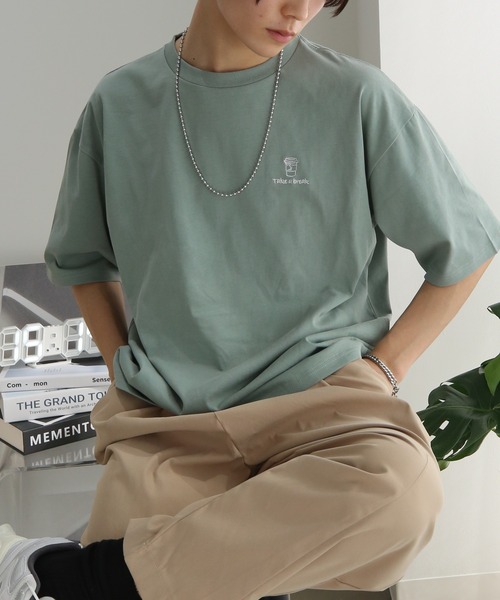 TUTTU（トゥトゥ）の「ニュアンス アート プリント 刺繍 ビッグシルエットTシャツ（Tシャツ/カットソー・メンズ・ブラック/ホワイト/スカイブルー/ベージュ/ブラック系その他2/グレイッシュベージュ/ホワイト系その他2/チャコール/アイボリー/ミント/ホワイト系その他/グレー系その他2・L/M）」の18枚目の写真