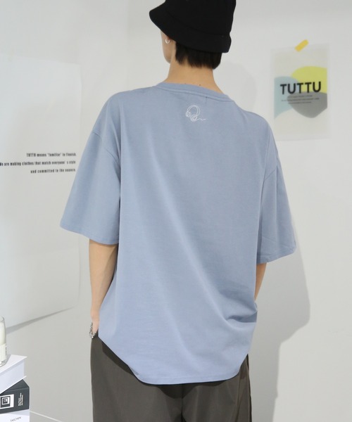 TUTTU（トゥトゥ）の「ニュアンス アート プリント 刺繍 ビッグシルエットTシャツ（Tシャツ/カットソー・メンズ・ブラック/ホワイト/スカイブルー/ベージュ/ブラック系その他2/グレイッシュベージュ/ホワイト系その他2/チャコール/アイボリー/ミント/ホワイト系その他/グレー系その他2・L/M）」の19枚目の写真