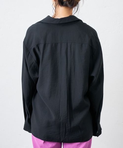 「COLLAGE GALLARDAGALANTE」 長袖シャツ FREE ブラック レディース COLLAGE GALLARDAGALANTE ブラウス シャツ 裾ドロストフレンチ