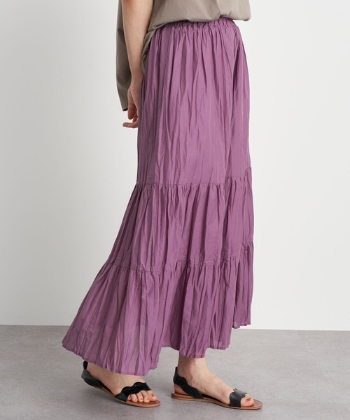 earth music&ecology（アースミュージックアンドエコロジー）の「【WEB限定】ワッシャーティアードスカート ＊（スカート・レディース・パープル/ネイビー/アイボリー/ドット/チェック・FREE）」の4枚目の写真