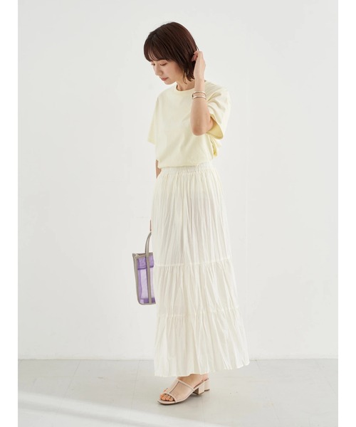 earth music&ecology（アースミュージックアンドエコロジー）の「【WEB限定】ワッシャーティアードスカート ＊（スカート・レディース・パープル/ネイビー/アイボリー/ドット/チェック・FREE）」の16枚目の写真