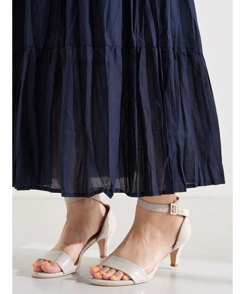 earth music&ecology（アースミュージックアンドエコロジー）の「【WEB限定】ワッシャーティアードスカート ＊（スカート・レディース・パープル/ネイビー/アイボリー/ドット/チェック・FREE）」の10枚目の写真