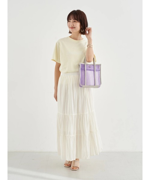 earth music&ecology（アースミュージックアンドエコロジー）の「【WEB限定】ワッシャーティアードスカート ＊（スカート・レディース・パープル/ネイビー/アイボリー/ドット/チェック・FREE）」の17枚目の写真