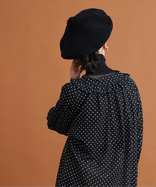 Malle（マル）の「△Malle　ベレー帽（ハンチング/ベレー帽・レディース・ブラック・FREE）」の4枚目の写真