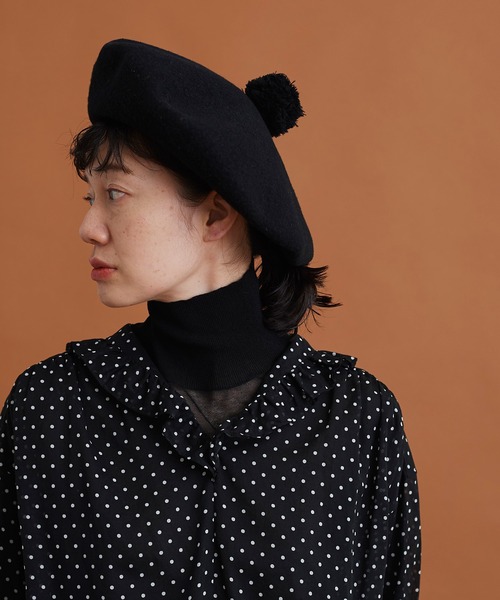 Malle（マル）の「△Malle　ベレー帽（ハンチング/ベレー帽・レディース・ブラック・FREE）」の3枚目の写真