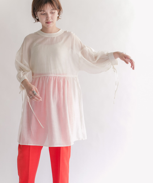 KBF（ケイビーエフ）の「2WAYリボンチュニック（シャツ/ブラウス・レディース・アイボリー/チャコールグレー/グレー系その他・ONE）」の9枚目の写真