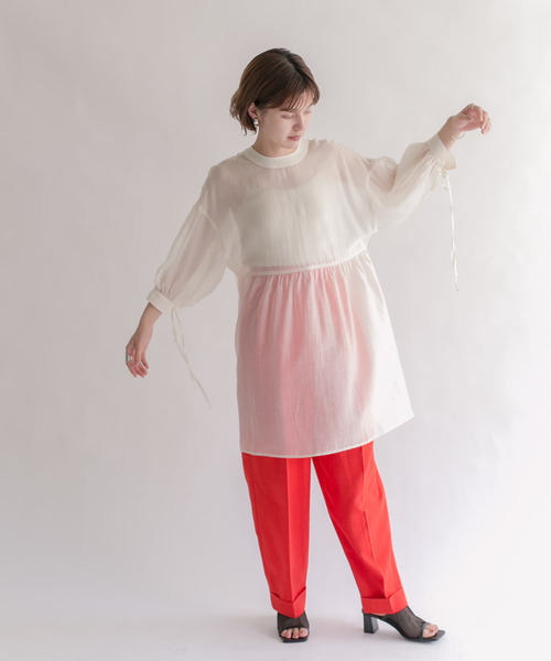 KBF（ケイビーエフ）の「2WAYリボンチュニック（シャツ/ブラウス・レディース・アイボリー/チャコールグレー/グレー系その他・ONE）」の10枚目の写真