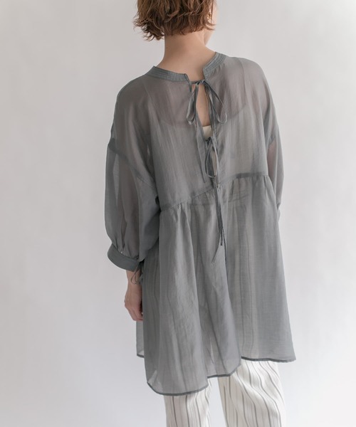 KBF（ケイビーエフ）の「2WAYリボンチュニック（シャツ/ブラウス・レディース・アイボリー/チャコールグレー/グレー系その他・ONE）」の12枚目の写真