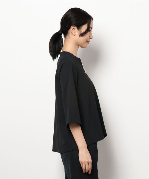 PICCIN(ピッチン)の「7分袖パールブラウス(シャツ/ブラウス・レディース・ブラック/オフホワイト・M)」の4枚目の写真