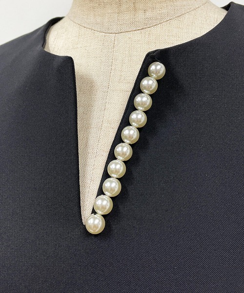 PICCIN(ピッチン)の「7分袖パールブラウス(シャツ/ブラウス・レディース・ブラック/オフホワイト・M)」の10枚目の写真