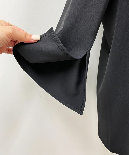 PICCIN(ピッチン)の「7分袖パールブラウス(シャツ/ブラウス・レディース・ブラック/オフホワイト・M)」の13枚目の写真