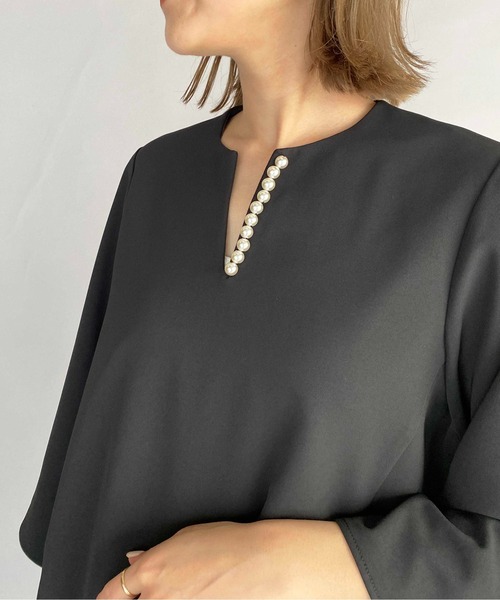 PICCIN(ピッチン)の「7分袖パールブラウス(シャツ/ブラウス・レディース・ブラック/オフホワイト・M)」の20枚目の写真