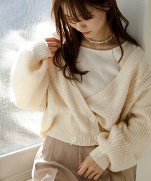 SLURR | 【マシンウォッシャブル】ケーブルカシュクールカーディガン(カーディガン/ボレロ)