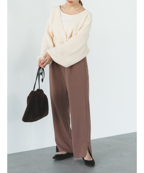 SLURR（スラ―）の「【マシンウォッシャブル】ケーブルカシュクールカーディガン（カーディガン/ボレロ・レディース・ピンク/ブルー系その他7/アイボリー・FREE）」の6枚目の写真