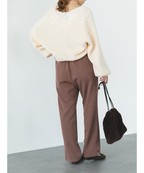 SLURR（スラ―）の「【マシンウォッシャブル】ケーブルカシュクールカーディガン（カーディガン/ボレロ・レディース・ピンク/ブルー系その他7/アイボリー・FREE）」の8枚目の写真