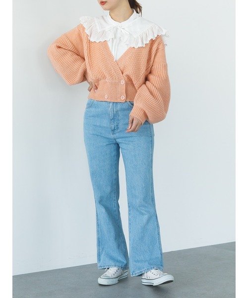 SLURR（スラ―）の「【マシンウォッシャブル】ケーブルカシュクールカーディガン（カーディガン/ボレロ・レディース・ピンク/ブルー系その他7/アイボリー・FREE）」の16枚目の写真