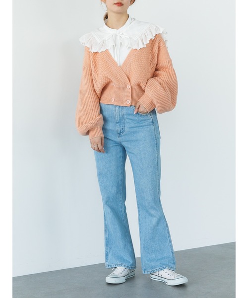 SLURR（スラ―）の「【マシンウォッシャブル】ケーブルカシュクールカーディガン（カーディガン/ボレロ・レディース・ピンク/ブルー系その他7/アイボリー・FREE）」の18枚目の写真