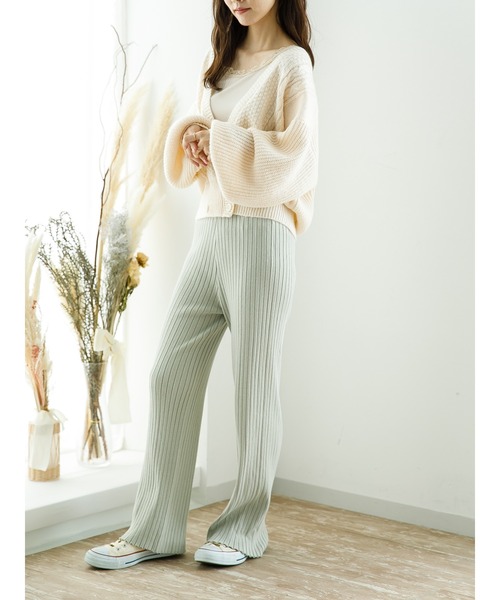 SLURR（スラ―）の「【マシンウォッシャブル】ケーブルカシュクールカーディガン（カーディガン/ボレロ・レディース・ピンク/ブルー系その他7/アイボリー・FREE）」の4枚目の写真