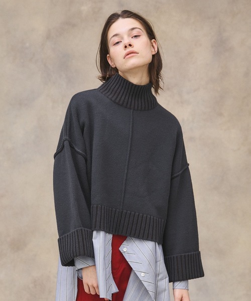 PUBLIC TOKYO - ショートヘムリブニット PUBLIC TOKYO ブラウン ショートヘムリブニット PUBLIC TOKYO ブラウン（セールショート