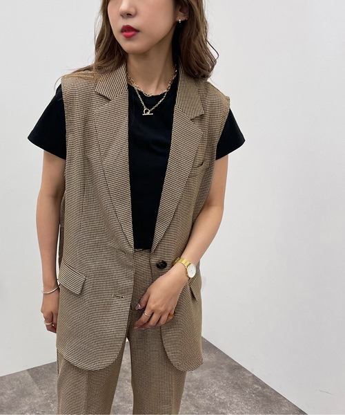 apres jour mignon（アプレジュールミニョン）の「チェックジレジャケット【SETUP可能】【ZOZOTOWN限定アイテム】（ベスト・レディース・ブラウン系その他/その他/ベージュ・フリー/X-LARGE）」の12枚目の写真