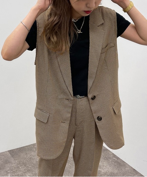 apres jour mignon（アプレジュールミニョン）の「チェックジレジャケット【SETUP可能】【ZOZOTOWN限定アイテム】（ベスト・レディース・ブラウン系その他/その他/ベージュ・フリー/X-LARGE）」の13枚目の写真