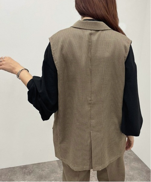 apres jour mignon（アプレジュールミニョン）の「チェックジレジャケット【SETUP可能】【ZOZOTOWN限定アイテム】（ベスト・レディース・ブラウン系その他/その他/ベージュ・フリー/X-LARGE）」の6枚目の写真