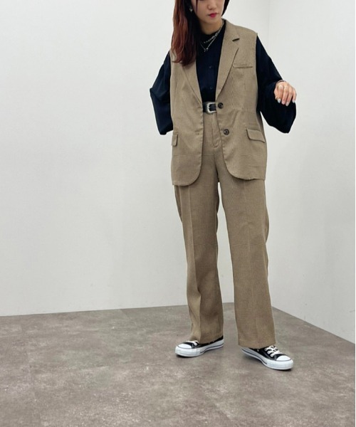 apres jour mignon（アプレジュールミニョン）の「チェックジレジャケット【SETUP可能】【ZOZOTOWN限定アイテム】（ベスト・レディース・ブラウン系その他/その他/ベージュ・フリー/X-LARGE）」の8枚目の写真