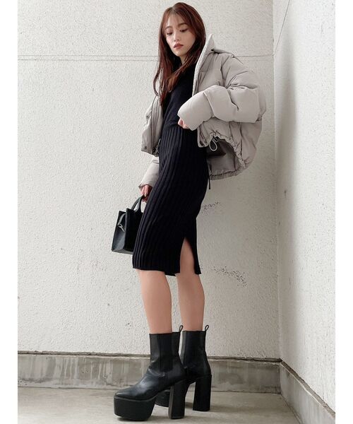 GYDA（ジェイダ）の「backロングショートダウンコート（ダウンジャケット/コート・レディース・ブラック/ライトグレー・FREE）」の6枚目の写真