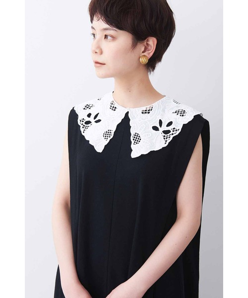 MEDE19F(メデジュウキュウ)の「MEDE19F 刺しゅうレースつけ衿(付け襟・レディース・ホワイト/ブラック・ONE SIZE)」の11枚目の写真