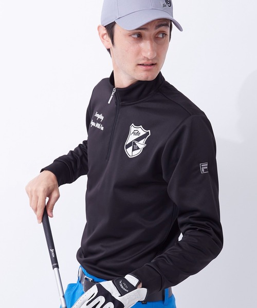 FILA(フィラ)の「【FILA GOLF/フィラゴルフ】ワッペンロゴ ハーフジップ ストレッチ ロンT/UVカット/保温(Tシャツ/カットソー・メンズ・オフホワイト/ブラック/ネイビー・LL/M/L/3L)」の4枚目の写真