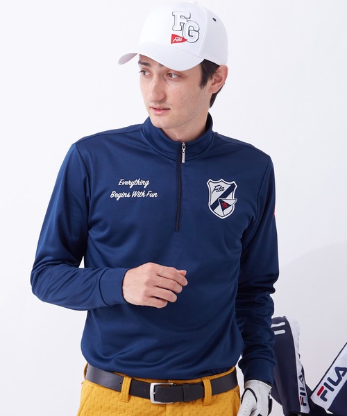 FILA(フィラ)の「【FILA GOLF/フィラゴルフ】ワッペンロゴ ハーフジップ ストレッチ ロンT/UVカット/保温(Tシャツ/カットソー・メンズ・オフホワイト/ブラック/ネイビー・LL/M/L/3L)」の14枚目の写真