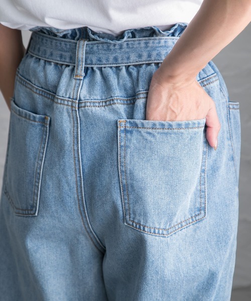 Newlyme（ニューリーミー）の「リボンベルトストレートパンツ（デニム