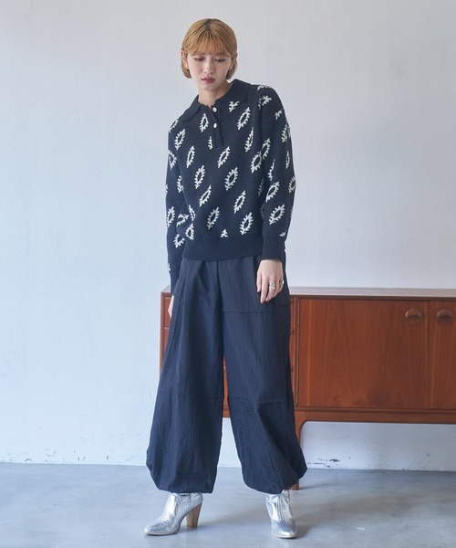 VACANCY（ヴァカンシー）の「ジャガード柄ポロニット（ニット/セーター・レディース・ブラック/グリーン/ナチュラル・FREE）」の8枚目の写真