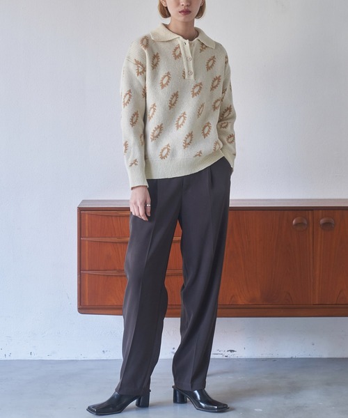 VACANCY（ヴァカンシー）の「ジャガード柄ポロニット（ニット/セーター・レディース・ブラック/グリーン/ナチュラル・FREE）」の15枚目の写真