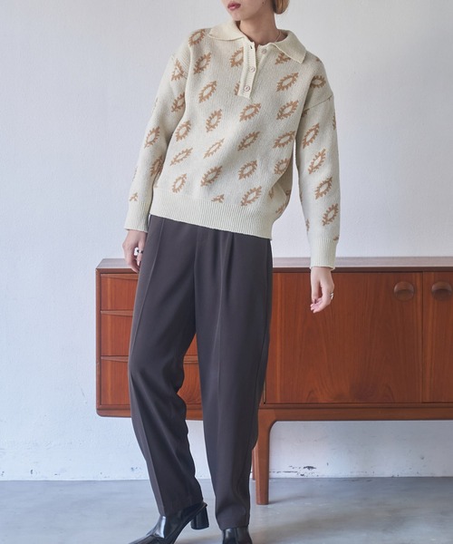 VACANCY（ヴァカンシー）の「ジャガード柄ポロニット（ニット/セーター・レディース・ブラック/グリーン/ナチュラル・FREE）」の17枚目の写真