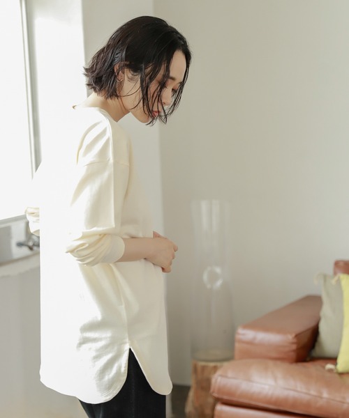 studio CLIP（スタディオクリップ）の「レイヤードロングTシャツ（Tシャツ/カットソー・レディース・スモーク/オフホワイト/アイボリー・MEDIUM/LARGE）」の3枚目の写真