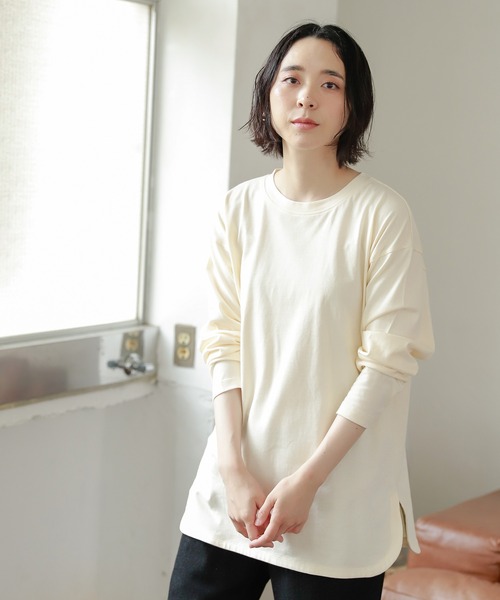 studio CLIP（スタディオクリップ）の「レイヤードロングTシャツ（Tシャツ/カットソー・レディース・スモーク/オフホワイト/アイボリー・MEDIUM/LARGE）」の4枚目の写真