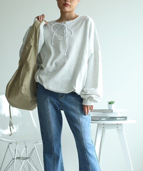 aimoha（アイモハ）の「レトロ調カジュアルオーバースウェット（スウェット・レディース・ブラック/グレー・FREE）」の17枚目の写真