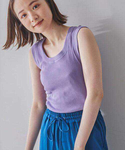 coen(コーエン)の「テレコノースリーブタンクトップ2(タンクトップ・レディース・ダークブラウン/ライラック/ナチュラル/ブラック・L/M)」の5枚目の写真
