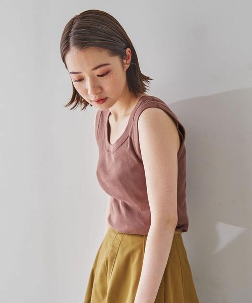 coen(コーエン)の「テレコノースリーブタンクトップ2(タンクトップ・レディース・ダークブラウン/ライラック/ナチュラル/ブラック・L/M)」の7枚目の写真