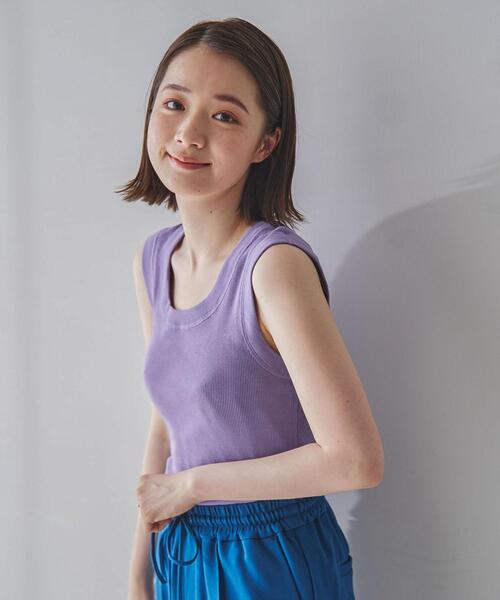 coen(コーエン)の「テレコノースリーブタンクトップ2(タンクトップ・レディース・ダークブラウン/ライラック/ナチュラル/ブラック・L/M)」の9枚目の写真