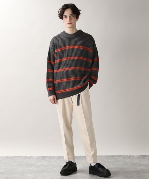 RAGEBLUE（レイジブルー）の「レトロボーダーニットクルー/236352（ニット/セーター・メンズ・ダークグリーン/ブラウン/ブルー/アイボリー/ダークグレー・MEDIUM/LARGE）」の9枚目の写真