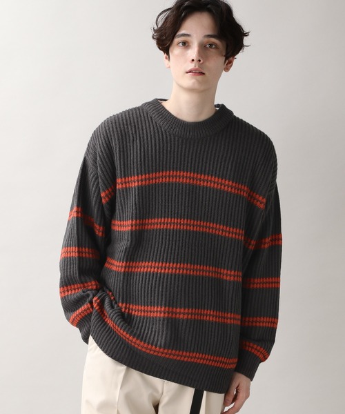 RAGEBLUE（レイジブルー）の「レトロボーダーニットクルー/236352（ニット/セーター・メンズ・ダークグリーン/ブラウン/ブルー/アイボリー/ダークグレー・MEDIUM/LARGE）」の6枚目の写真