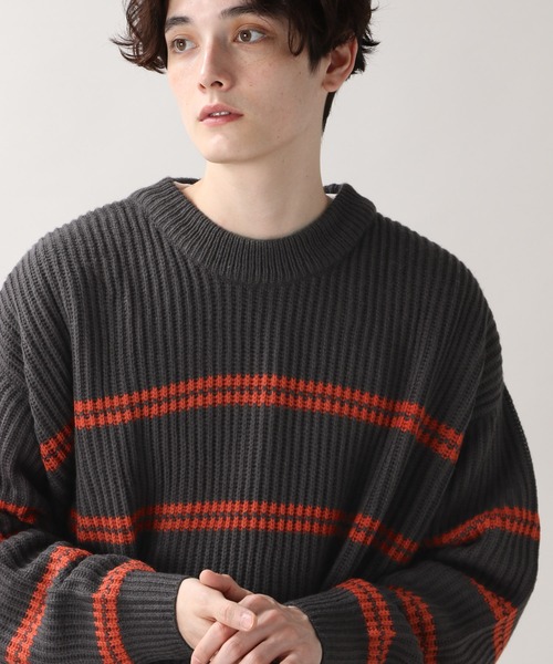RAGEBLUE（レイジブルー）の「レトロボーダーニットクルー/236352（ニット/セーター・メンズ・ダークグリーン/ブラウン/ブルー/アイボリー/ダークグレー・MEDIUM/LARGE）」の21枚目の写真